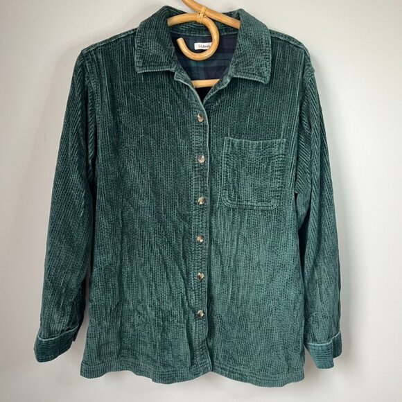 Vintage L.L. Bean Green Corduroy Button Down Women's Small - Picture 1 of 5